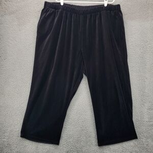 Woman Within Velour Pull On Pants Womens 3XP Black Elastic Waistband